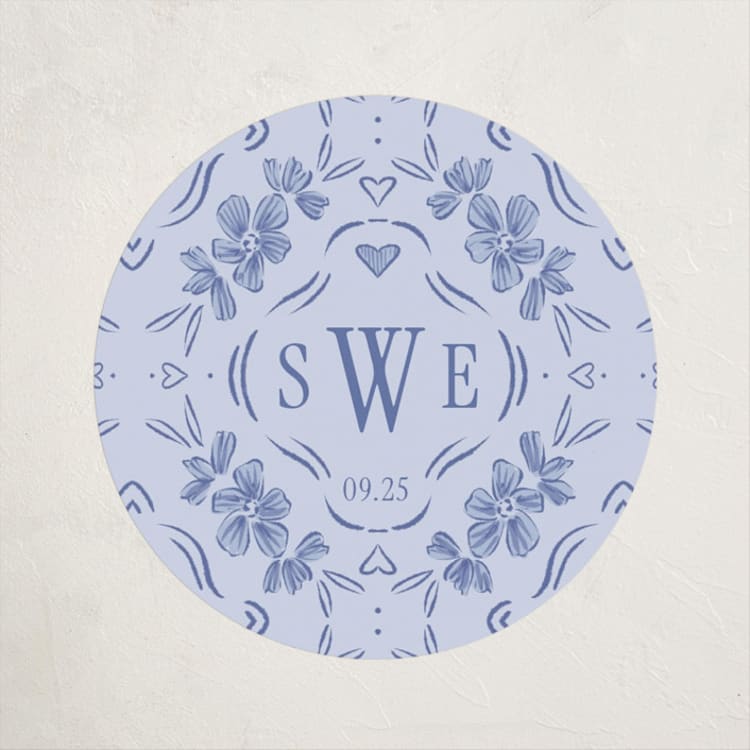 "Rattle Pattern" - Baby Shower Stickers in Bluebell by Leah Bisch - Front