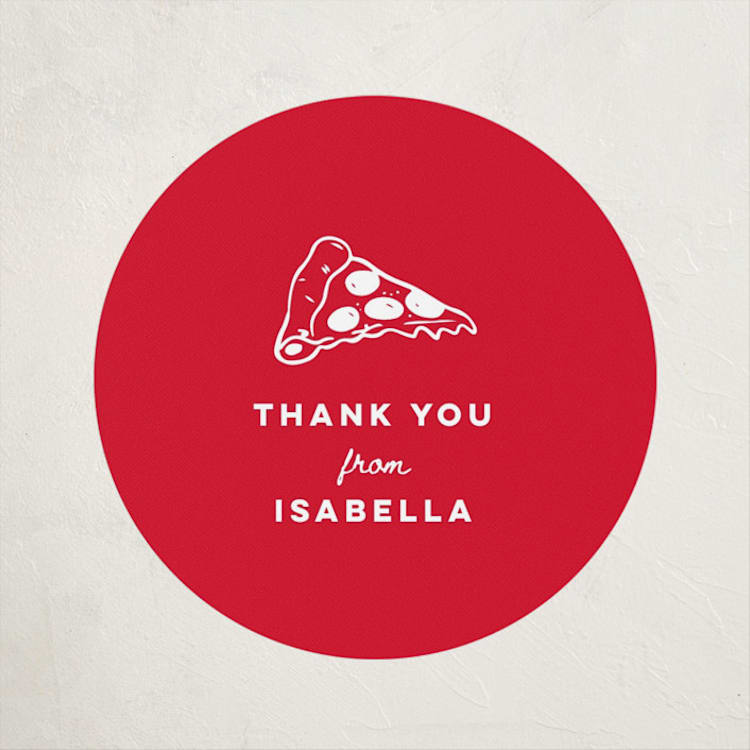 "Special Delivery Pizza" - Baby Shower Stickers in Marinara by Madhvi Samimi - Front