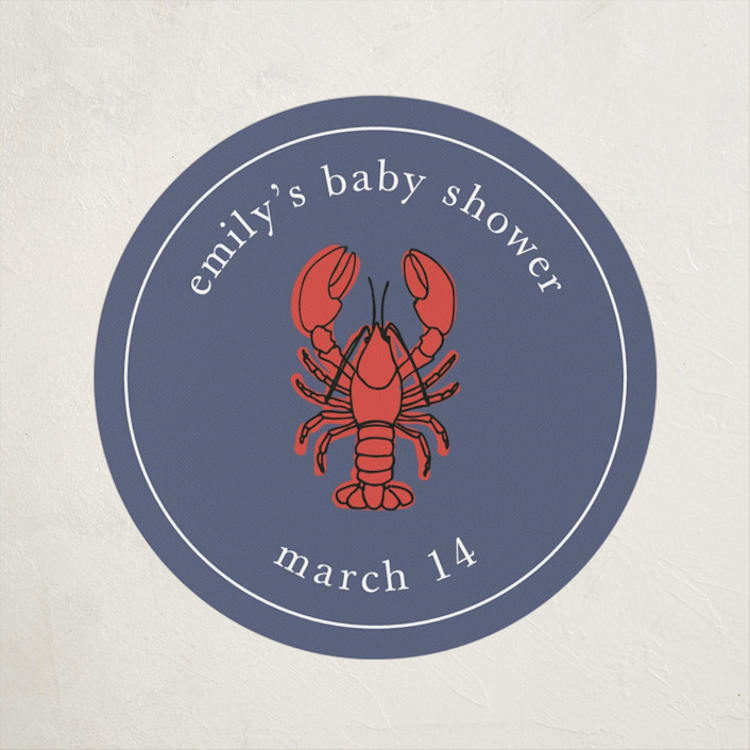 "My Lobster" - Baby Shower Stickers in Denim by Wendy Taylor - Front