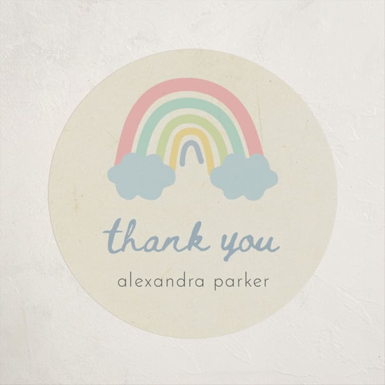 "Rainbow Sprinkles" - Baby Shower Stickers in Sweet Mint by Ilene Guy - Front