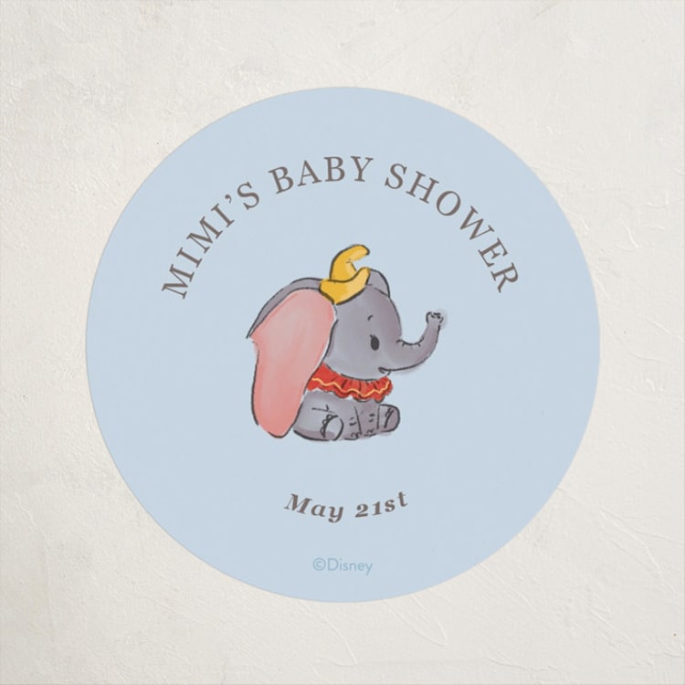 "Disney's Dumbo Circus" - Baby Shower Stickers in Elephant by Corinne Malesic - Front