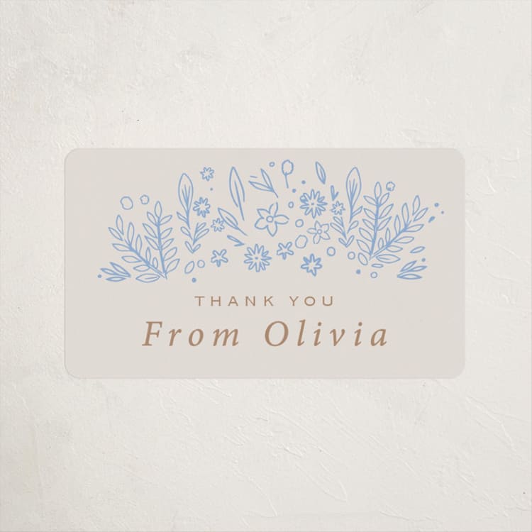 "Blooming Foil Oval" - Baby Shower Stickers in Bluebell by Hannah Williams - Front