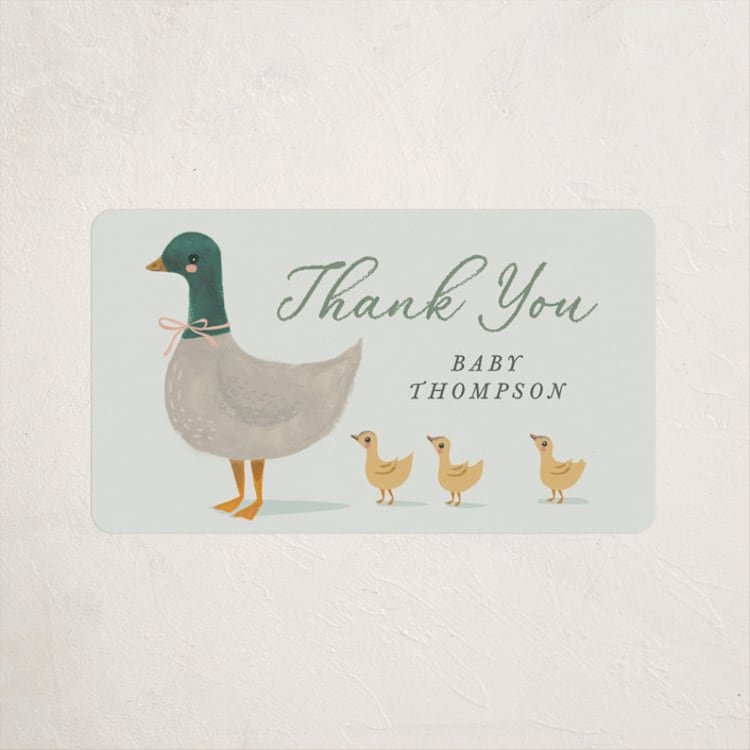 "Vintage Ducklings" - Baby Shower Stickers in Pond by Karidy Walker - Front