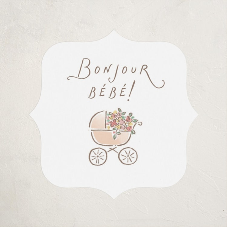 "A day in Paris" - Baby Shower Stickers in Strawberry by Jennifer Wick - Front