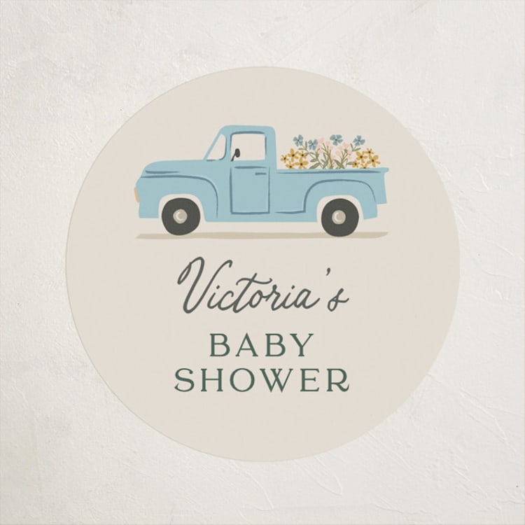 "Classic Truck" - Baby Shower Stickers in Lake by Karidy Walker - Front