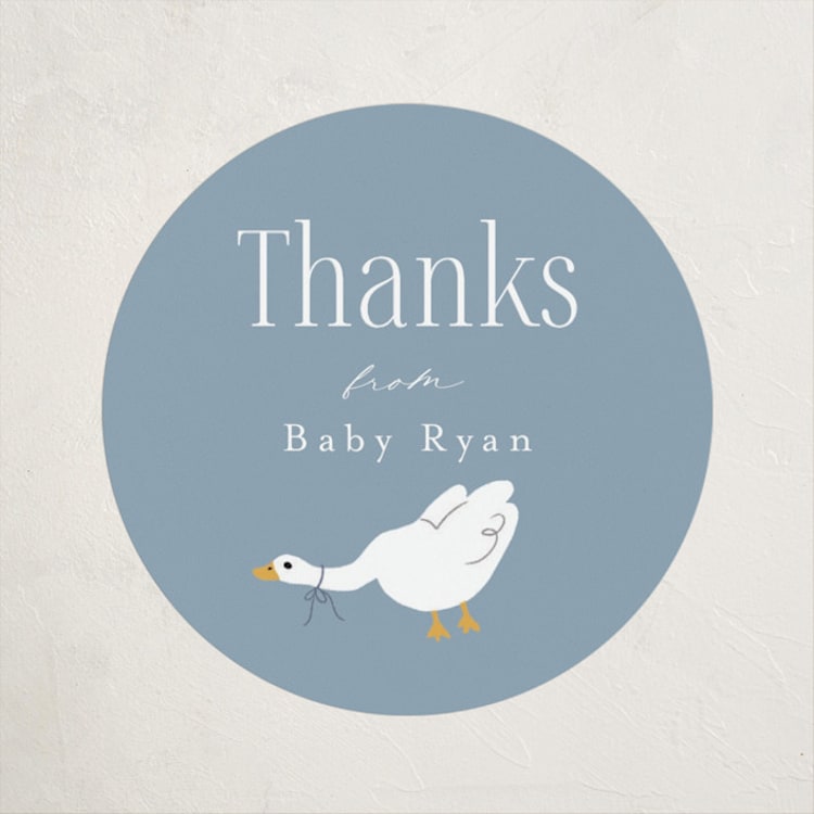 "Little Goose" - Baby Shower Stickers in Bluebell by Hudson meet Rose - Front