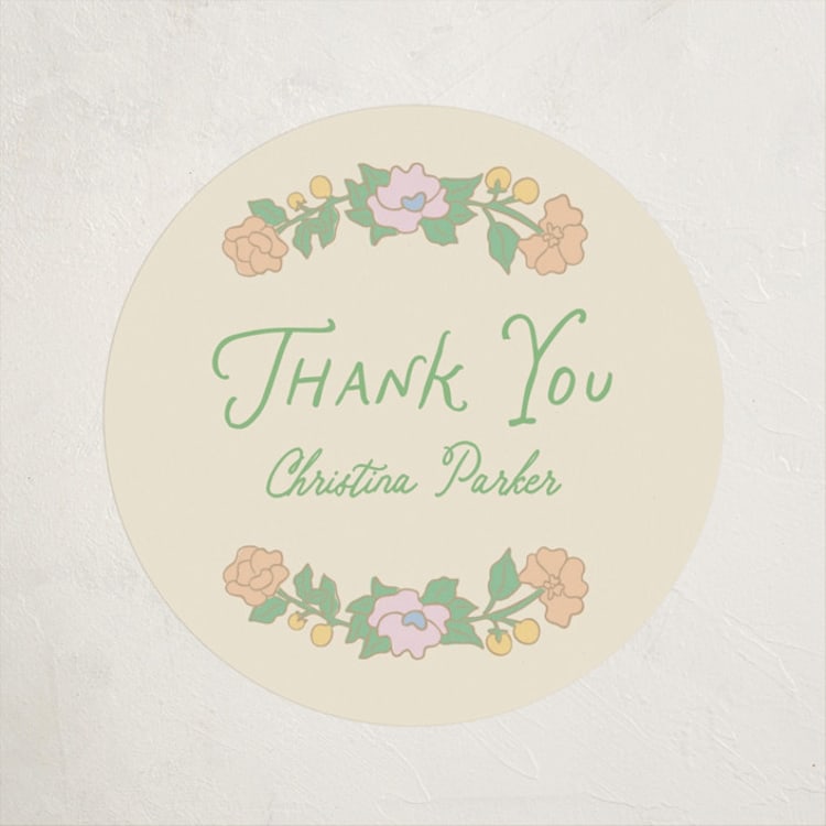 "Vintage blossom" - Baby Shower Stickers in Sky by Creo Study - Front
