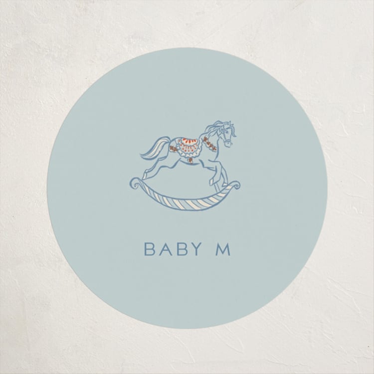 "Vintage Horse" - Baby Shower Stickers in Powder by Vera Lim - Front