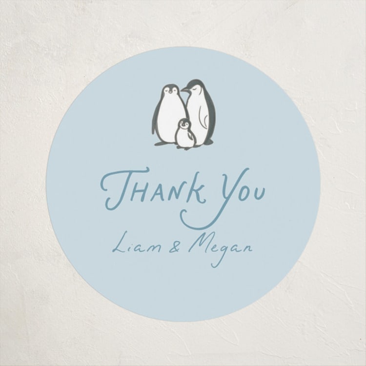 "Arctic Family" - Baby Shower Stickers in Sky by Lucrecia Caporale - Front
