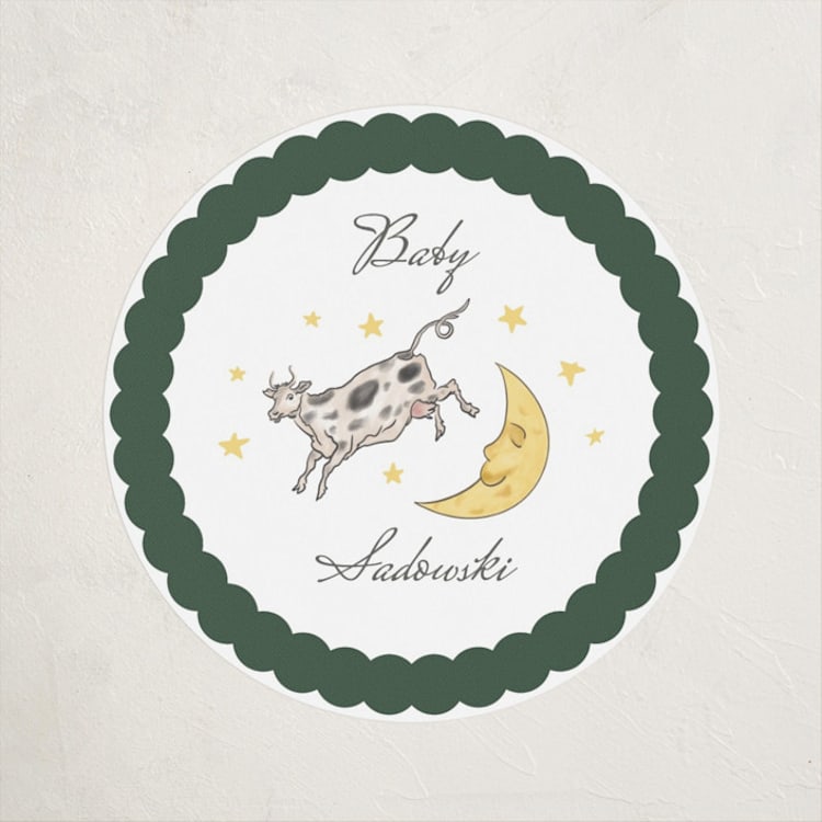 "Over the Moon" - Baby Shower Stickers in Dandelion by Heather Schertzer - Front