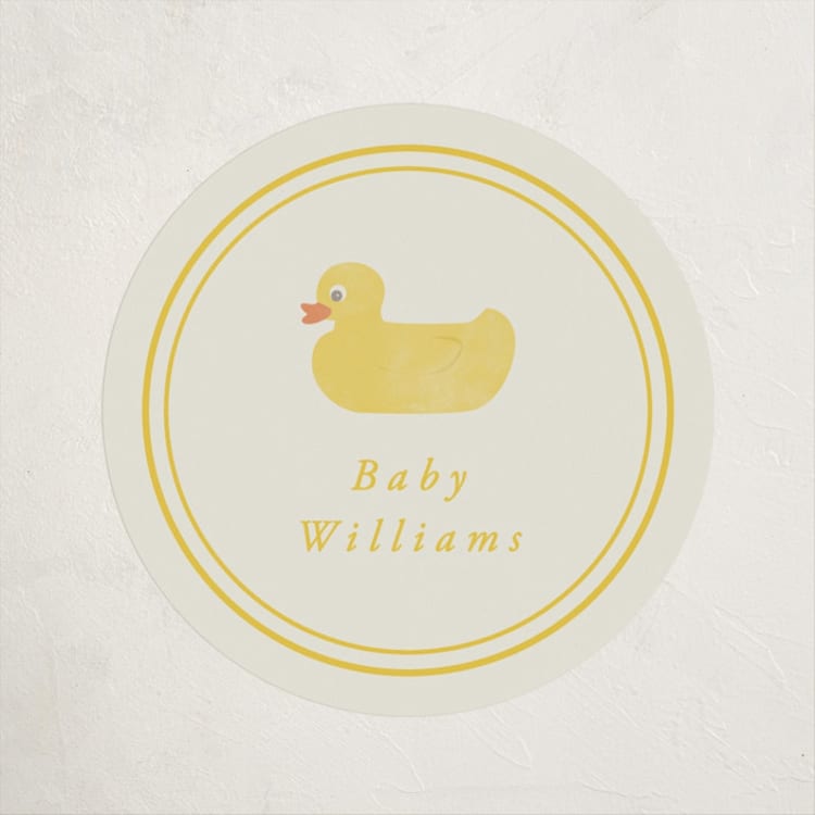 "Simple Duck" - Baby Shower Stickers in Banana by Brianne Larsen - Front
