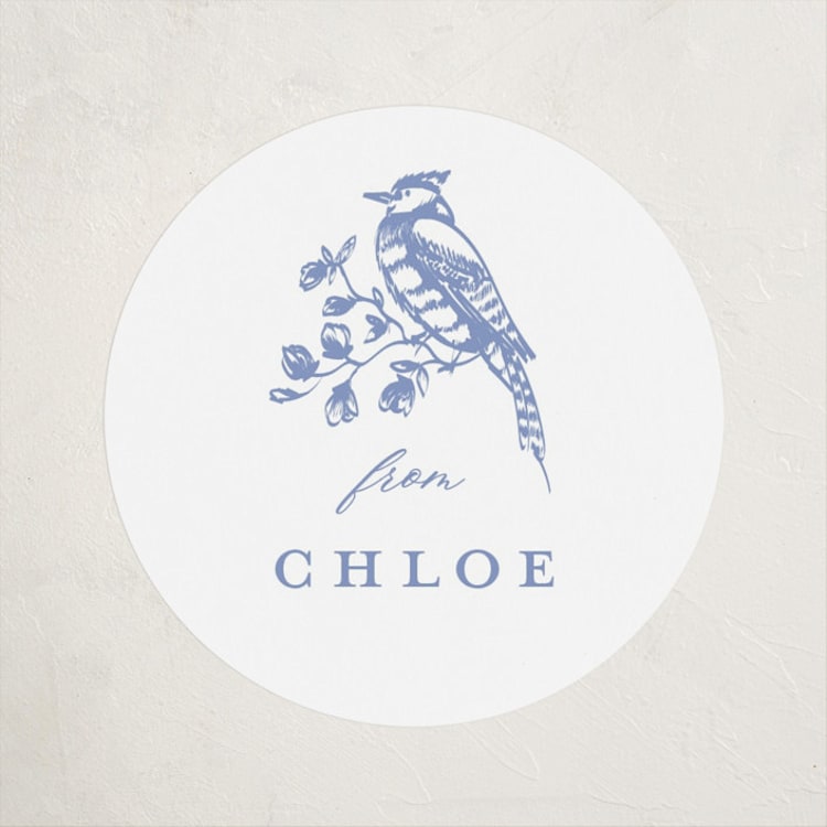 "Dreamy Toile" - Baby Shower Stickers in Blueberry by Teju Reval - Front