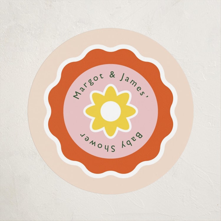 "Scout Badges" - Baby Shower Stickers in Sunshine by Hudson meet Rose - Front