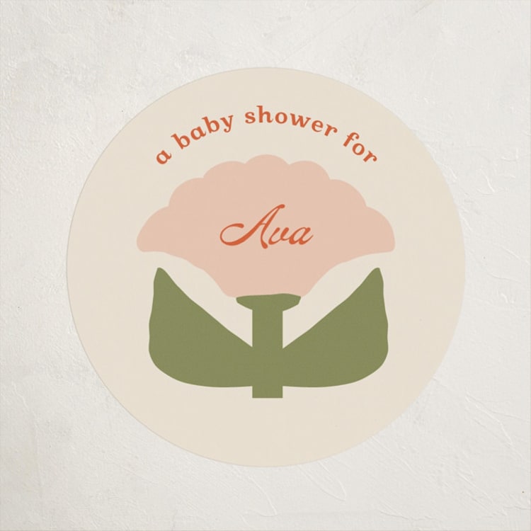 "Tulip" - Baby Shower Stickers in Peony by Lisa McLean - Front