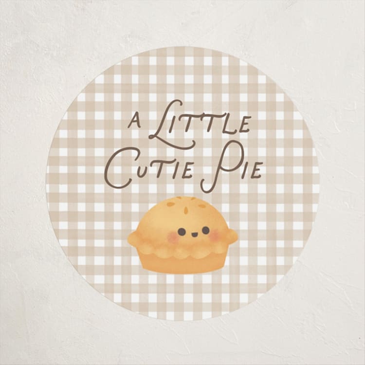 "Cutie Pie" - Baby Shower Stickers in Tan by Itsy Belle Studio - Front