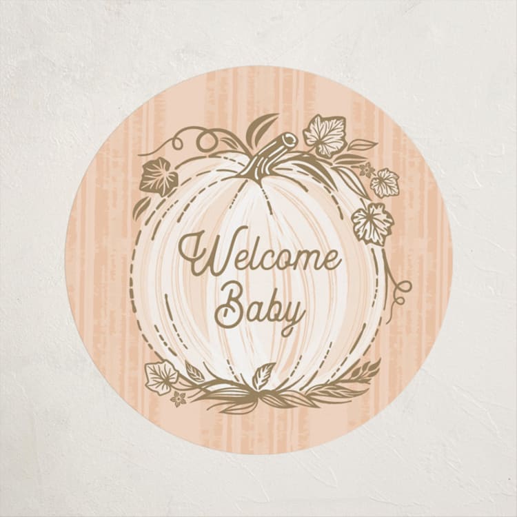 "Little pumpkin" - Baby Shower Stickers in Peach by Paper Sun Studio - Front