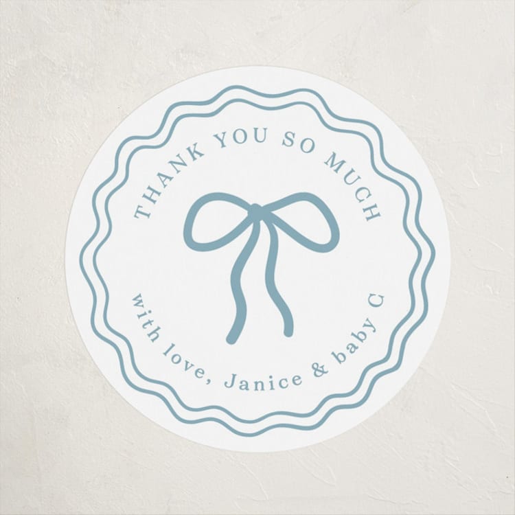 "Vintage Stripe" - Baby Shower Stickers in Powder Blue by Anna Black - Front