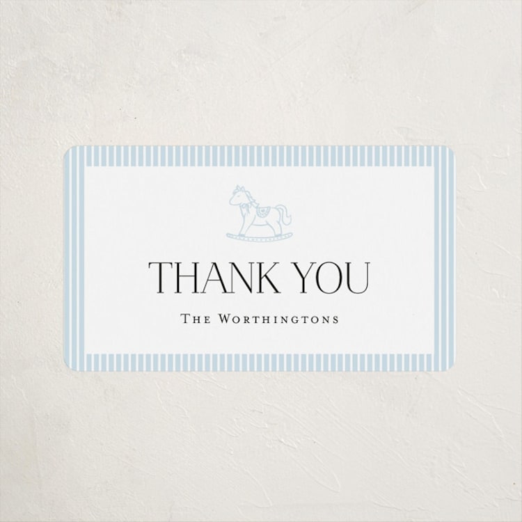 "Sweet Stripes" - Baby Shower Stickers in Sky Blue by Lucrecia Caporale - Front