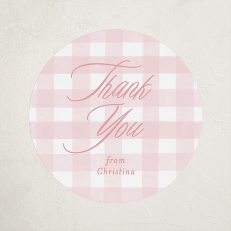 "Classic Gingham" - Baby Shower Stickers in Cotton Candy by Creo Study - Front