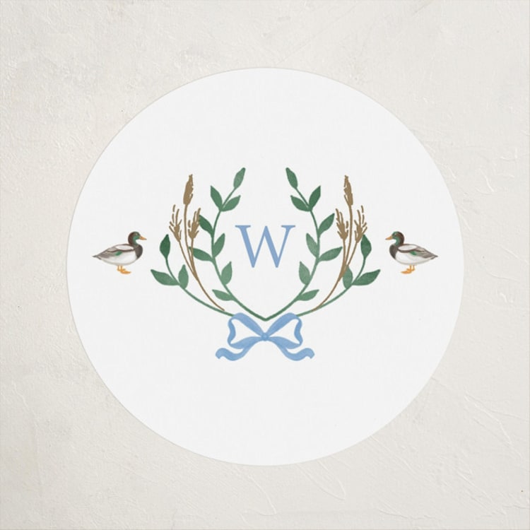 "Southern Mallard Duck" - Baby Shower Stickers in Powder by Rebecca Marchese - Front