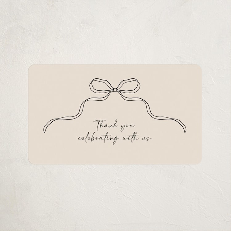 "Tied with Love" - Baby Shower Stickers in Linen by Joyce Pinheiro - Front