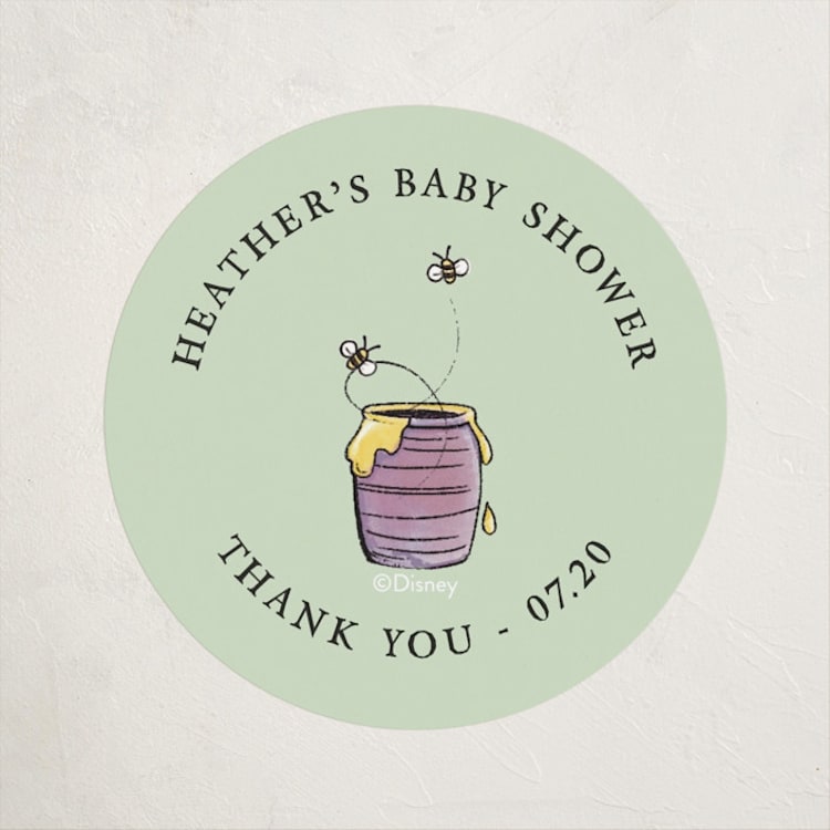 "Disney's Winnie the Pooh in the Wood" - Baby Shower Stickers in Sky by Becky Nimoy - Front