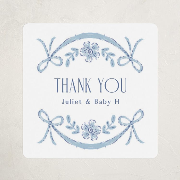 "Handkerchief" - Baby Shower Stickers in Cornflower by Laura Hankins - Front