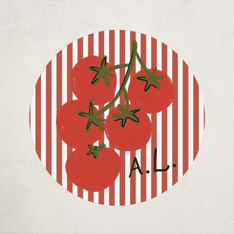 "Pasta Sauce" - Baby Shower Stickers in Tomato by Jenna Holcomb - Front