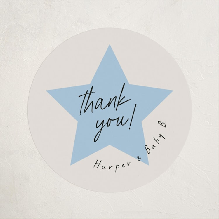 "Bright Star" - Baby Shower Stickers in Skylight by Laura Hankins - Front