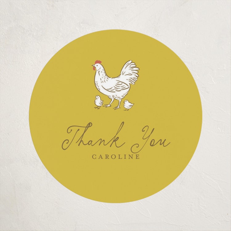"Little Chicks on the Way" - Baby Shower Stickers in Corn by Lucrecia Caporale - Front