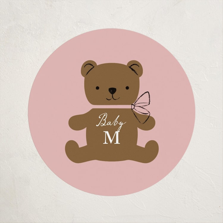 "Beary Cute" - Baby Shower Stickers in Rose by mo kelley - Front