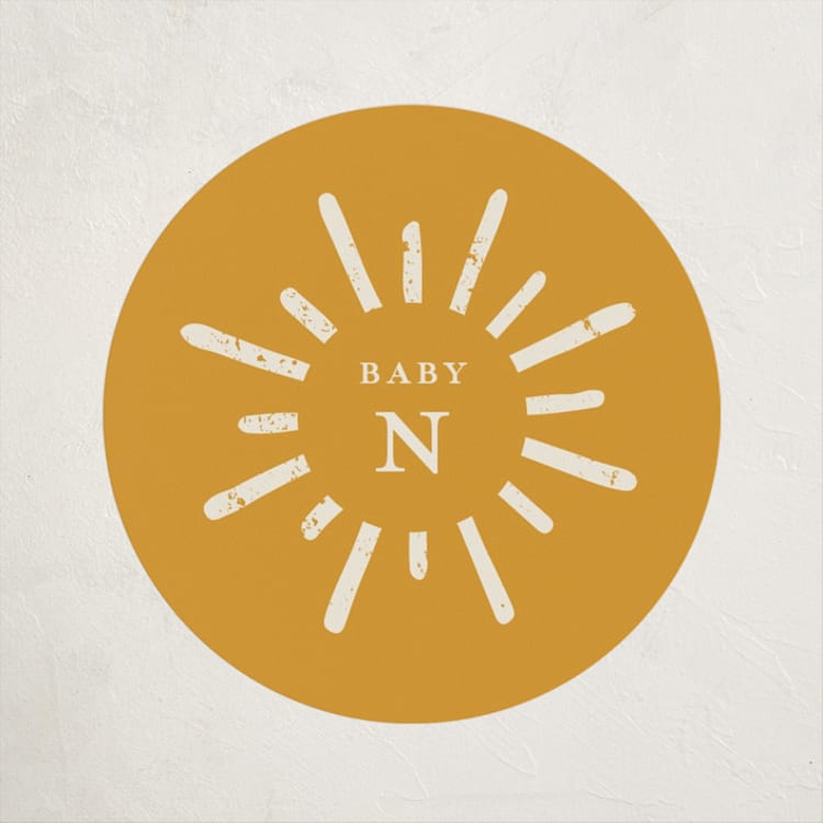 "Sun Toss" - Baby Shower Stickers in Golden Sun by Meggy Masters - Front