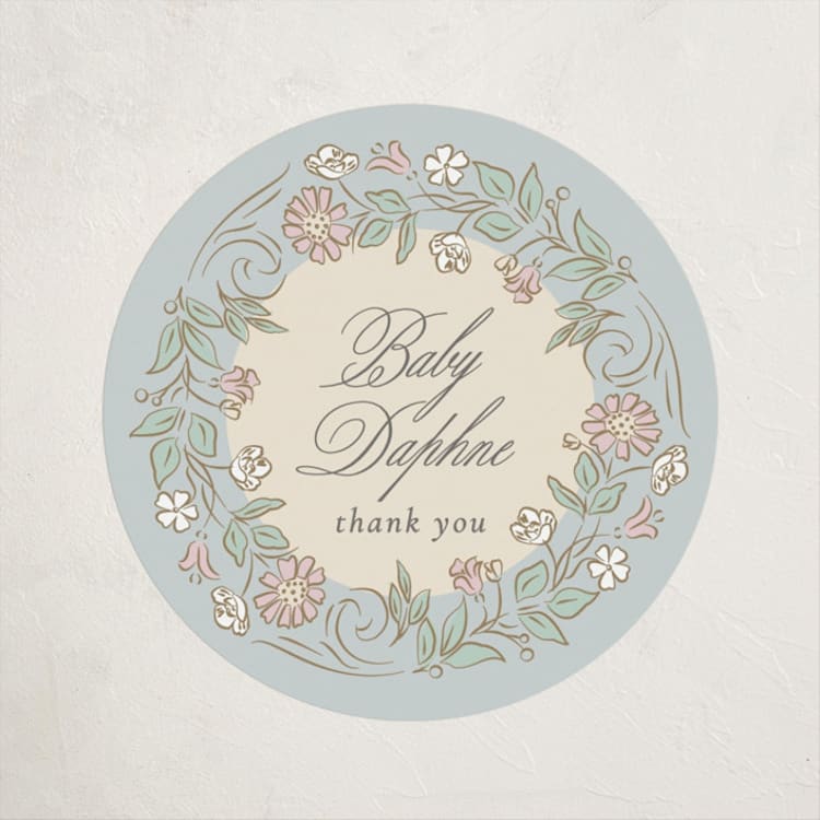 "Le Cheval d’Enfance" - Baby Shower Stickers in Pastel Toile by Ana de Sousa - Front