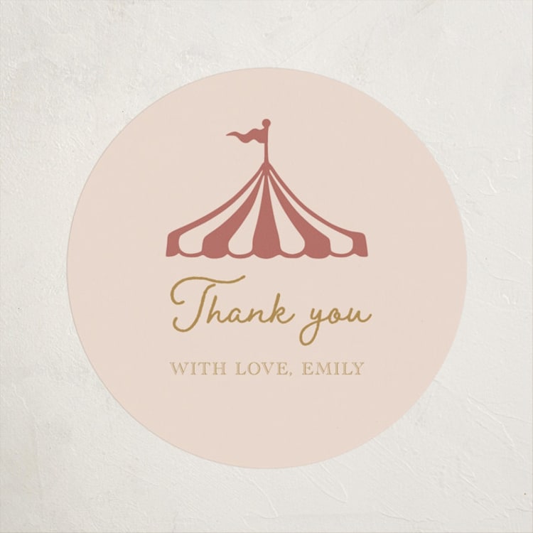 "Little Circus" - Baby Shower Stickers in Mustard by Rina Ozum - Front