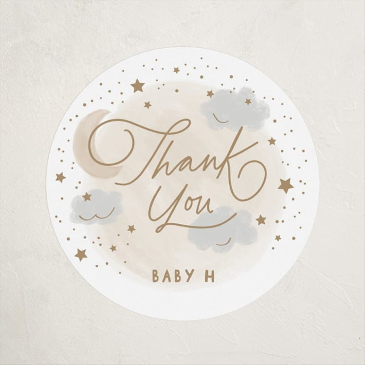 "Moon and stars" - Baby Shower Stickers in Latte by Creo Study - Front