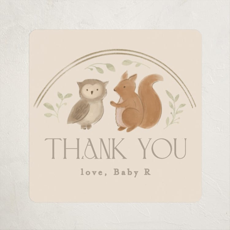 "Woodland storybook" - Baby Shower Stickers in Ecru by Creo Study - Front