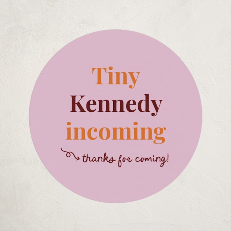 "Increasingly Uncomfortable Pregnant Person" - Baby Shower Stickers in Pomegranate by Madison Kic - Front