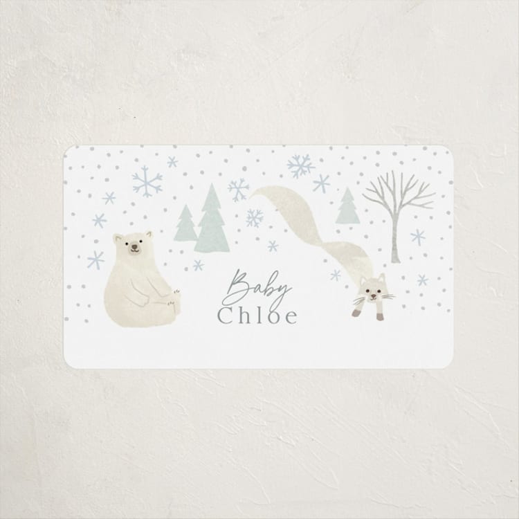 "Arctic friends" - Baby Shower Stickers in Seafoam by Jennifer Wick - Front