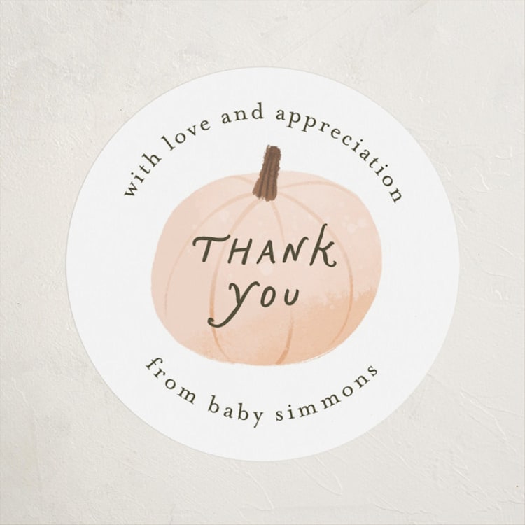 "Pumpkin Patch" - Baby Shower Stickers in Pumpkin by Paper Raven Co. - Front