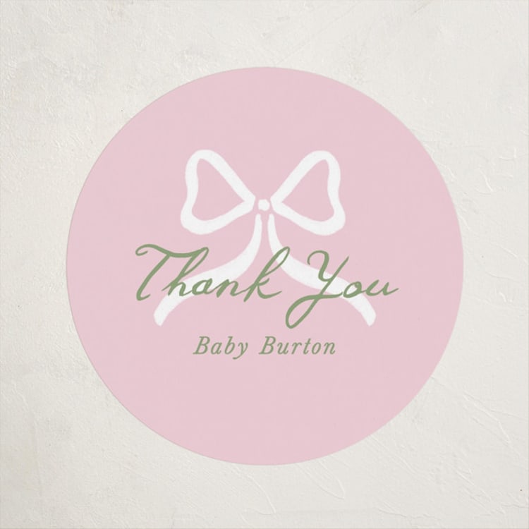 "Lemon and Ribbon" - Baby Shower Stickers in Pink Lemonade by Angela Garrick - Front