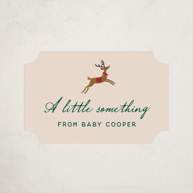 "Winter Deer Carousel" - Baby Shower Stickers in Almond Milk by Leia Matt - Front