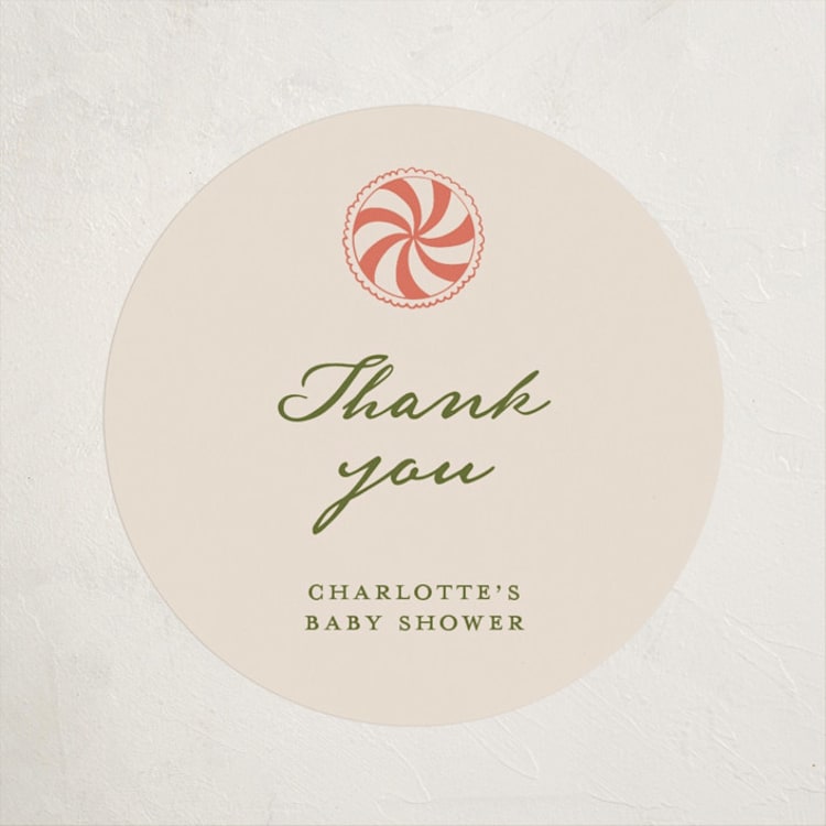 "Peppermint" - Baby Shower Stickers in Peppermint by Stephanie Heinrich Godbout - Front