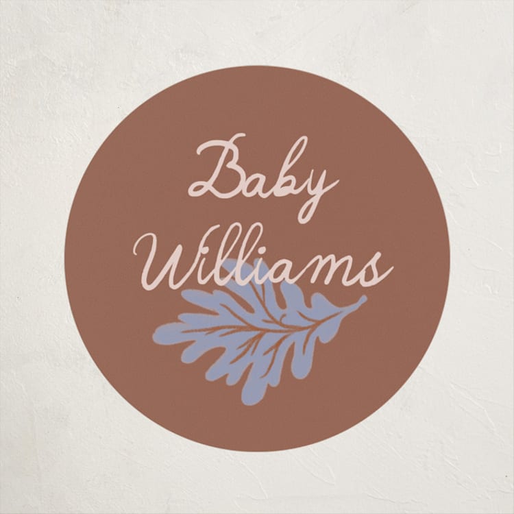 "Fall in Love" - Baby Shower Stickers in Latte by Alethea and Ruth - Front
