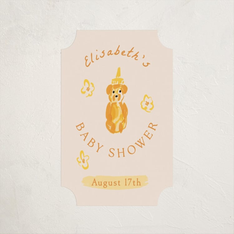 "Honeybear" - Baby Shower Stickers in Honey by Sarah Rosenthal - Front