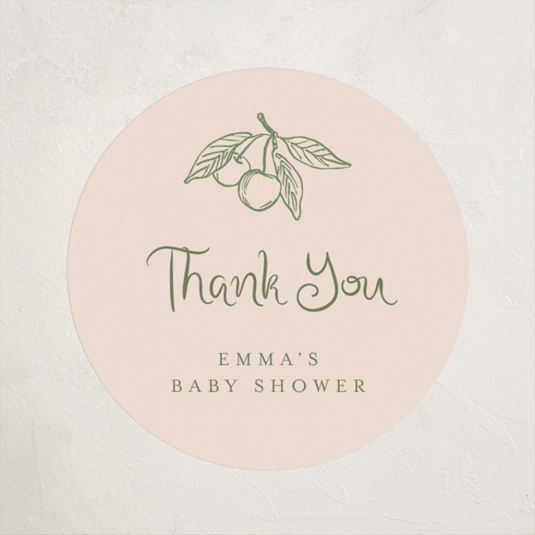 "Locally Grown Baby Shower" - Baby Shower Stickers in Grapefruit by Reilly Kavanaugh - Front