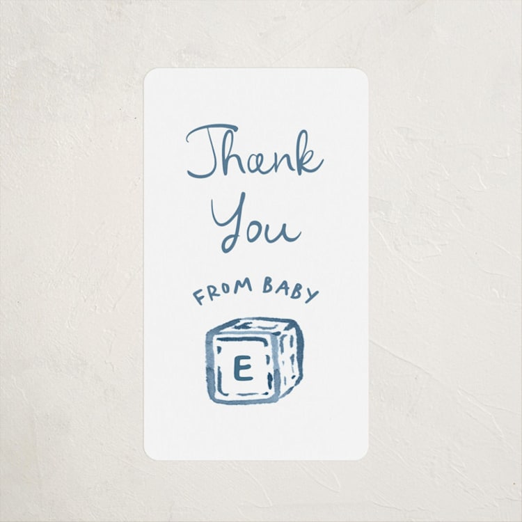 "Letter Box" - Baby Shower Stickers in Baby Blue by Claudia Orengo - Front