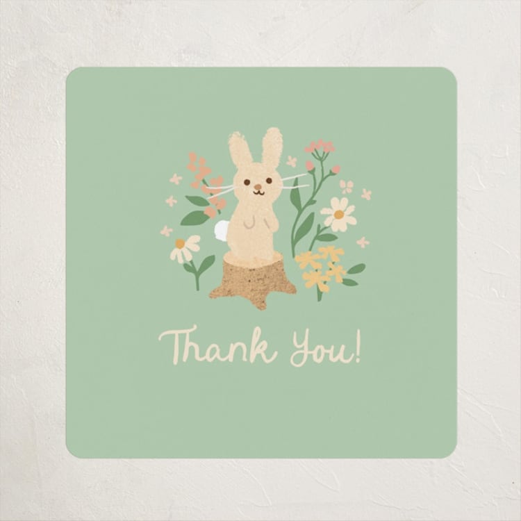 "Garden animals" - Baby Shower Stickers in Mint by Jennifer Wick - Front