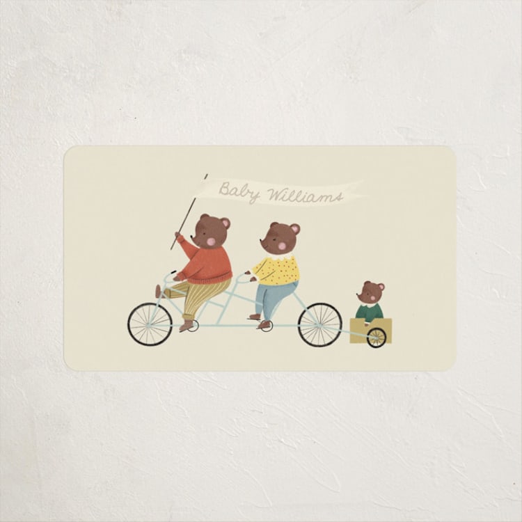 "Baby Makes Three" - Baby Shower Stickers in Cream by Kiersten Garner - Front