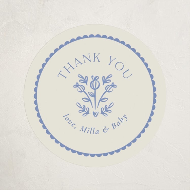 "Bloomy Baby" - Baby Shower Stickers in Cobalt by Ana Sharpe - Front