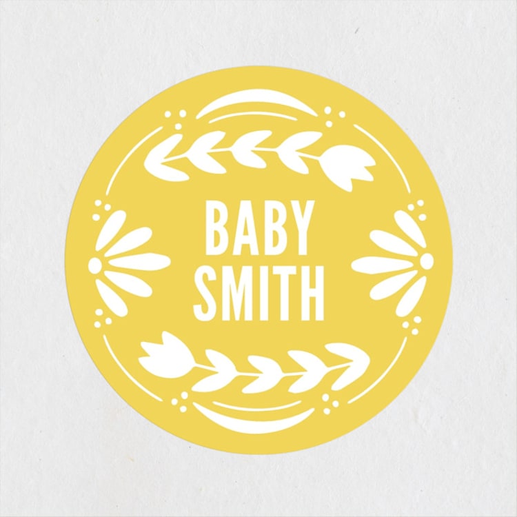 "Pretty Picado" - Baby Shower Stickers in Marigold by Jessie Steury - Front